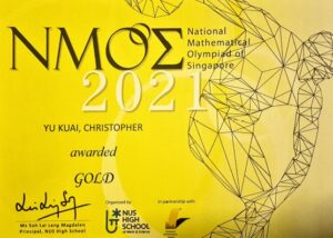 Best Math Olympiad Centre in Singapore - NMOS Competition Gold Award