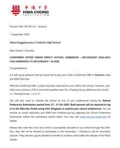 Direct School Admission (DSA) by Hwa Chong Institution (HCI)